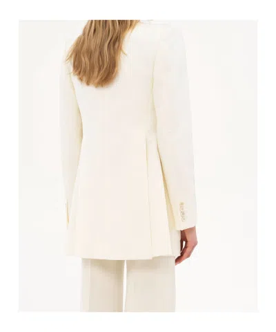 Chloé Double-breasted Wool-blend Longline Blazer In Coconut Milk