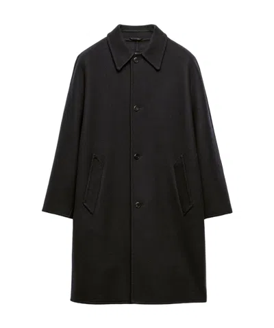 Prada Single-breasted Wool Blend Coat In Black