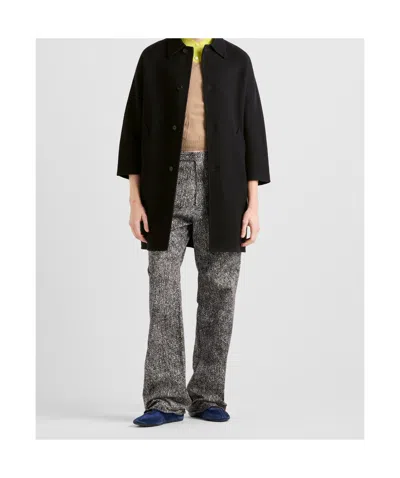 Prada Single-breasted Wool Blend Coat In Black