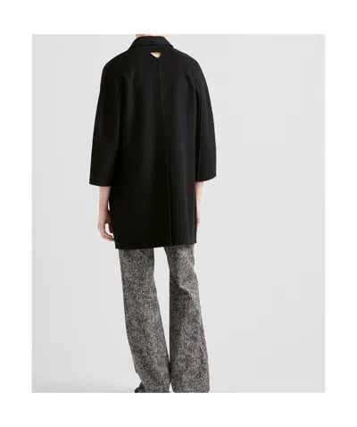 Prada Single-breasted Wool Blend Coat In Black