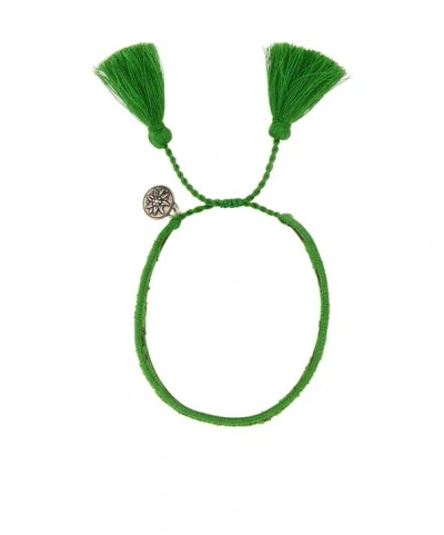 Prada Bracciale Bicolor In Pelle Scamosciata E Tessuto Donna In Green