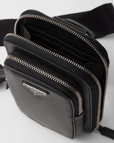 Prada Leather Phone Case In Black