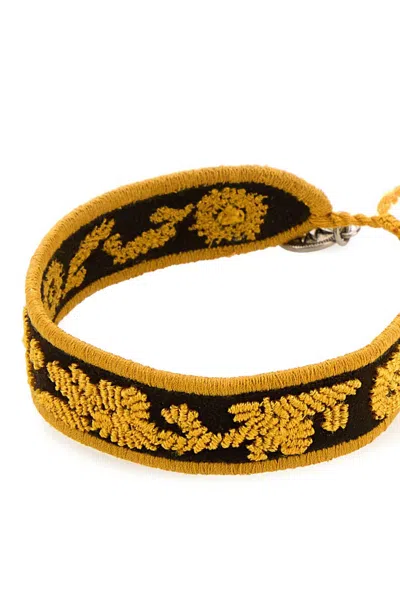Prada Bracciale Bicolor In Pelle Scamosciata E Tessuto Donna In Yellow