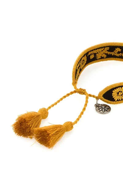 Prada Bracciale Bicolor In Pelle Scamosciata E Tessuto Donna In Yellow