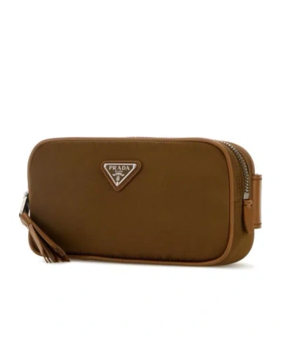 Prada Biscuit Re-nylon Belt Bag With Tassel Detail In Brown