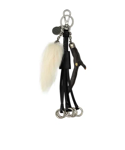 Prada Leather Key Ring Featuring Charm Pendant In Multicolor