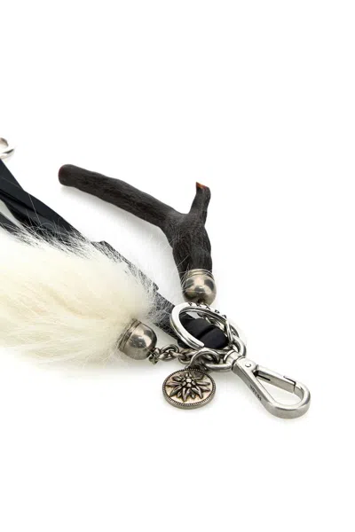 Prada Leather Key Ring Featuring Charm Pendant In Multicolor