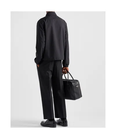 Prada Camicia In Lino Nero Uomo In Black