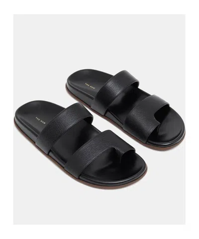 The Row Leather Double Strap Thong Slippers In Black