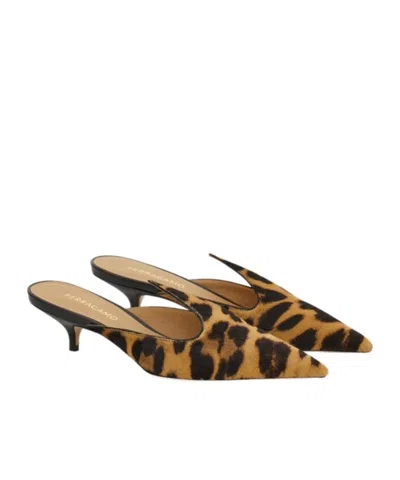 Ferragamo Printed Calf Hair Dorye Mules In Animal Print