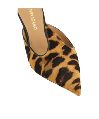 Ferragamo Printed Calf Hair Dorye Mules In Animal Print