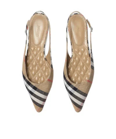 Burberry Check Birdie Slingback Ballerina Flats Women In Multi
