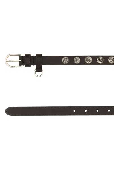 Prada 2 Cm Calf Leather Belt With Silver-tone Hardware In Black