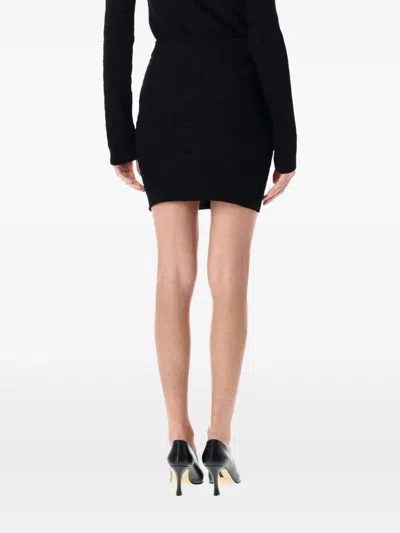Balmain Knitted Vichy A-line Skirt With Jewel Buttons In Black