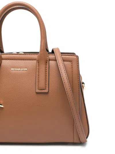Michael Michael Kors Brown Handbag With Metallic Lettering Logo And Pendant
