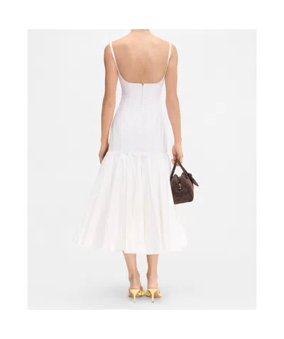 Jacquemus Agave Flared Midi Dress With Square Neckline In White