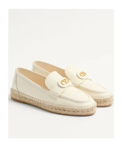 Valentino Garavani White Leather Vlogo Signature Espadrilles