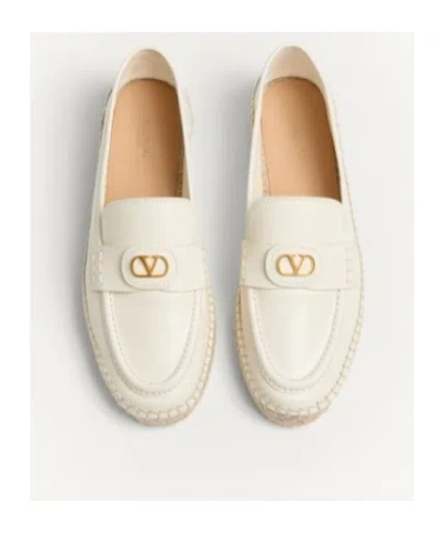 Valentino Garavani White Leather Vlogo Signature Espadrilles