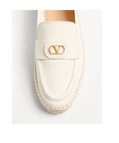 Valentino Garavani White Leather Vlogo Signature Espadrilles