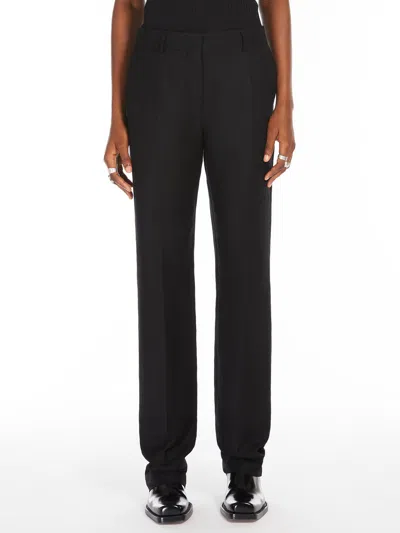 Sportmax Viscose And Linen Twill Flared Pants In Black