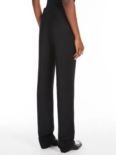 Sportmax Viscose And Linen Twill Flared Pants In Black