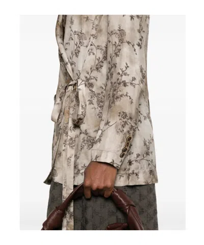 Uma Wang Khloe Jacket In Viscose And Cupro In Dirty White/gray