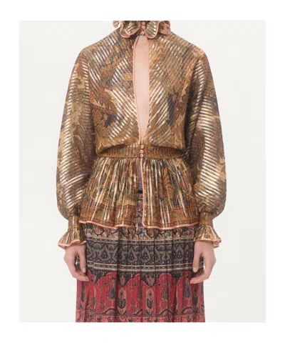 Valentino Loose Pleated Silk-blend Shirt In Neutrals