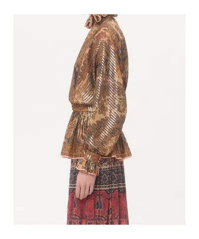 Valentino Loose Pleated Silk-blend Shirt In Neutrals