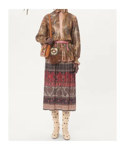 Valentino Loose Pleated Silk-blend Shirt In Neutrals