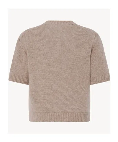 The Row Short-sleeved Sweater In Ancient Sand Color