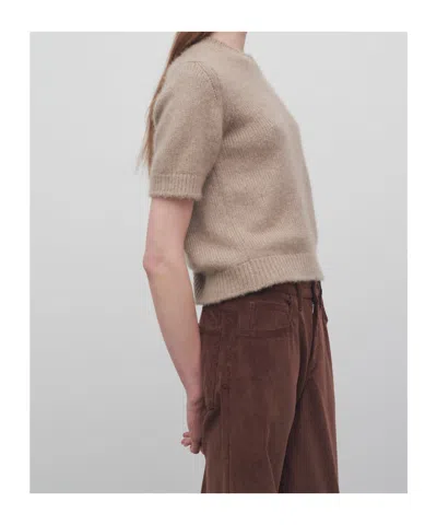 The Row Short-sleeved Sweater In Ancient Sand Color