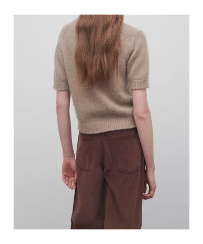 The Row Short-sleeved Sweater In Ancient Sand Color
