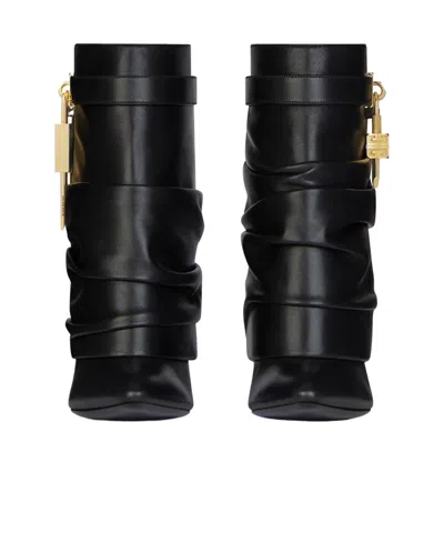 Givenchy Women Black Nappa Leather Shark Lock Stiletto Ankle Boots In Multi