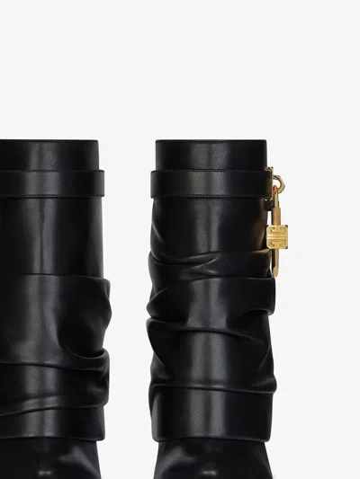 Givenchy Women Black Nappa Leather Shark Lock Stiletto Ankle Boots In Multi