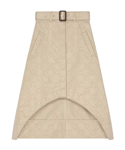 Givenchy Jupe Asymétrique En Coton Monogramme 72 In Light Beige