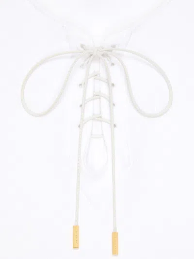 Givenchy Slim Fit T-shirt In Cotton With Laces And 4g Detail In White