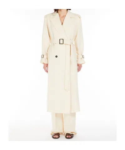 Max Mara Studio Double-breasted Belted Coat In Nude