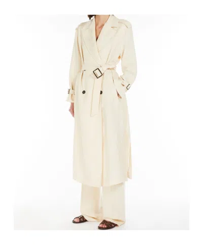 Max Mara Studio Double-breasted Belted Coat In Nude