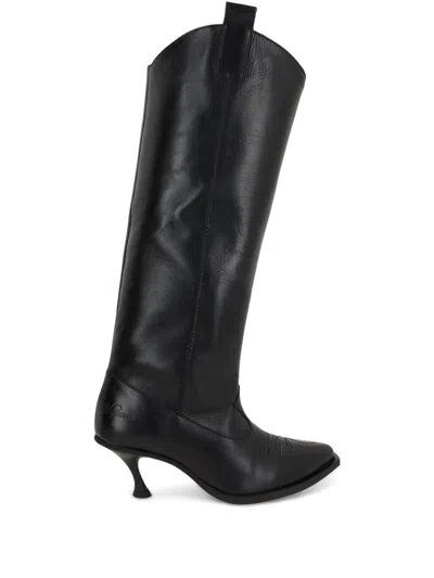 Vaquera Kitten Heel Cowboy Boot In Black