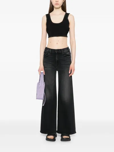 Mother The Roller Sneak Flared Jeans In Black
