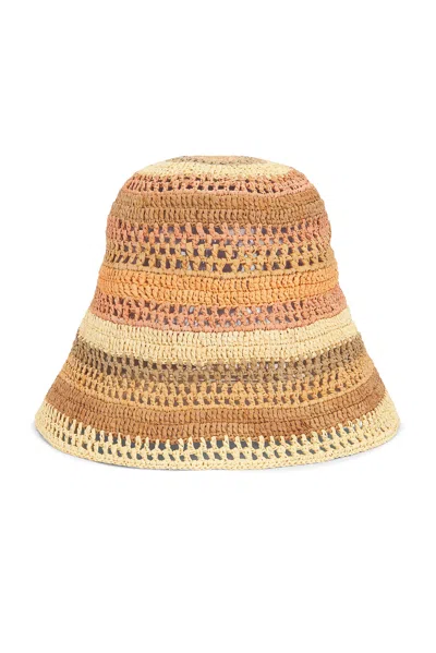 Chloé Sunset Embroidered Striped Raffia Hat In 2ya Multi Beige 1