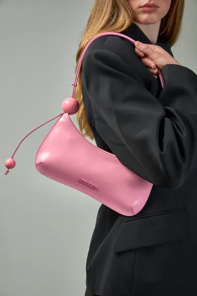 Jacquemus Le Bisou Perle Leather Shoulder Bag In Pink & Purple
