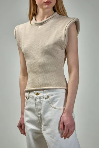Courrèges Cropped Sleeveless Sweater In Brown