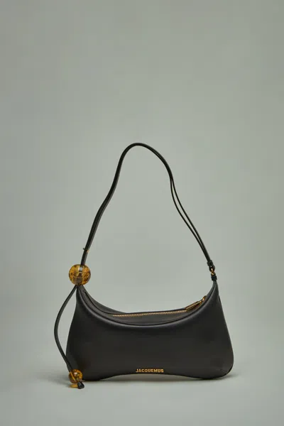 Jacquemus Le Bisou Perle Smooth Leather Bag In Black