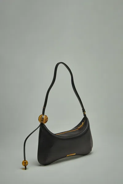 Jacquemus Le Bisou Perle Smooth Leather Bag In Black