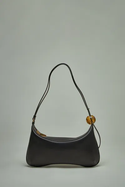 Jacquemus Le Bisou Perle Smooth Leather Bag In Black