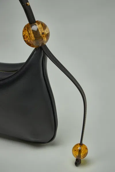 Jacquemus Le Bisou Perle Smooth Leather Bag In Black