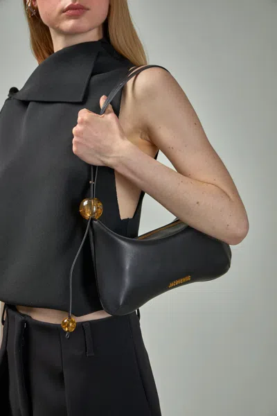 Jacquemus Le Bisou Perle Smooth Leather Bag In Black
