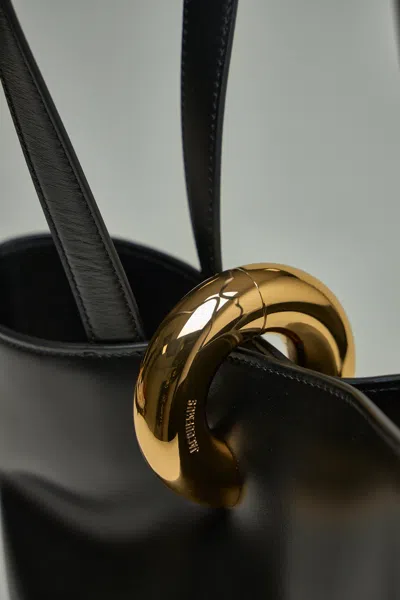 Jacquemus Le Petit Bambola Leather Top Handle Bag In Black