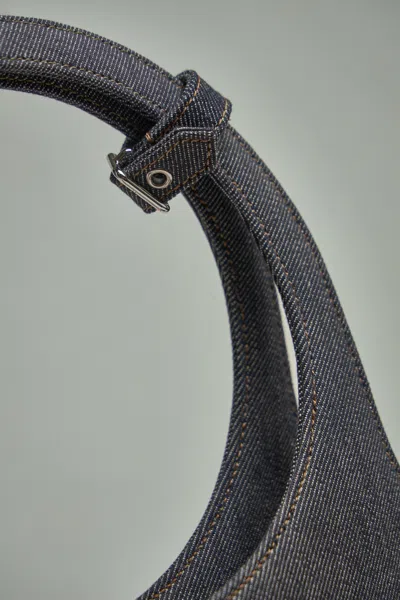 Courrèges Circular Handle Crossbody Strap Denim Texture In Grey